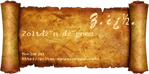 Zoltán Ágnes névjegykártya
